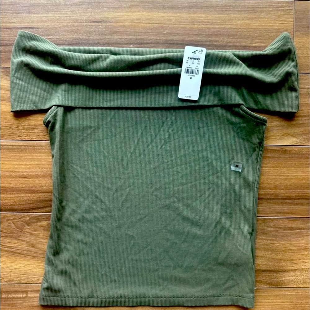 Express Olive Green Off-Shoulder Blouse